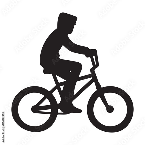 Silhouette of a Boy Riding a BMX Bicycle Illustration
