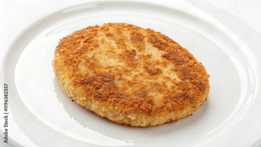 homemade chicken patty pie on a white plate homemade chicken patty pie on a white plate