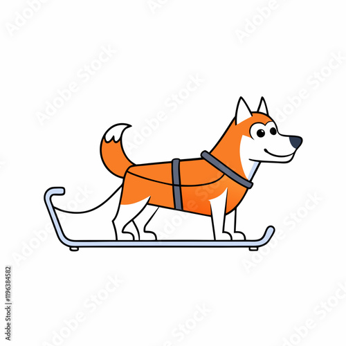 dog sled  on white