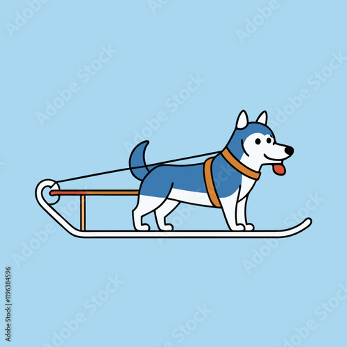 dog sled  on white