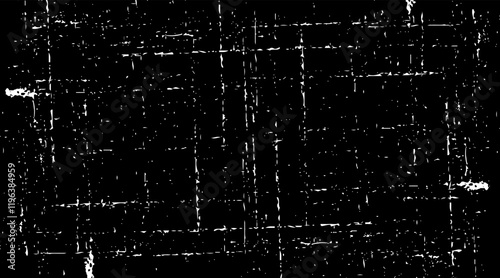 Snow, stars, twinkling lights, rain drops on black background. Abstract vector noise. Small particles of debris and dust. Distressed uneven grunge texture overlay.