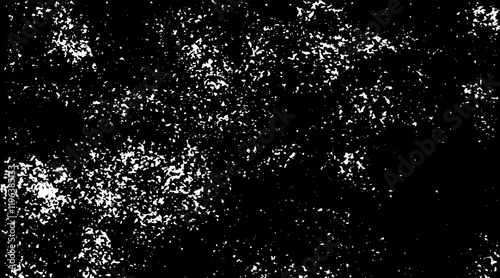 Snow, stars, twinkling lights, rain drops on black background. Abstract vector noise. Small particles of debris and dust. Distressed uneven grunge texture overlay.