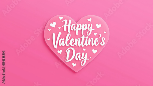 Lovely Pink Heart with Valentine's Day Message, Featuring Elegant Typography and Calligraphy on a Pink Background