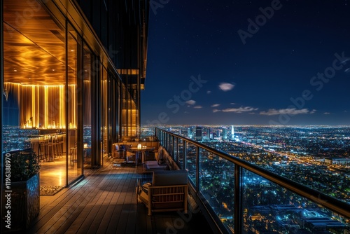 Night View from a Rooftop Bar in Los Angeles photo