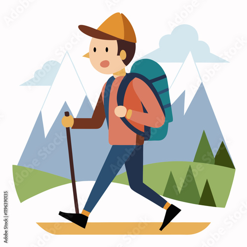 hiker with backpack hiking