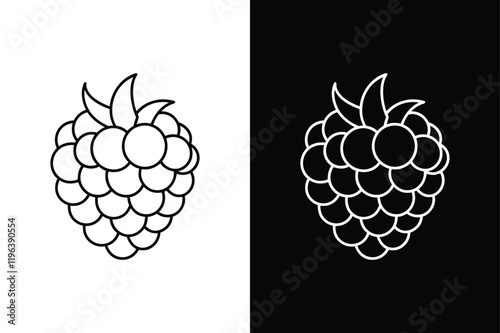 Raspberries line Icon Modern Vector Collection black white background