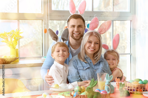 Happy family in bunny ears ...
