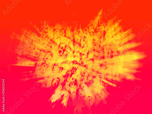 blur yellow numbers arranged overlapping each other on gradient red and pink background, banner, template, number, background, web, object, green, gradient, copy space