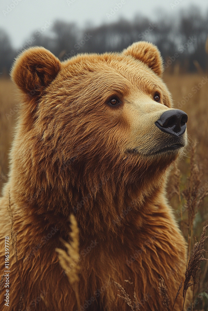 Obraz premium Majestic Brown Bear in Autumnal Field