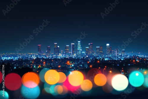 Night Lights of Los Angeles Skyline photo