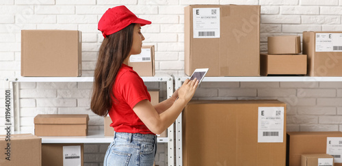 Female worker with tablet c...