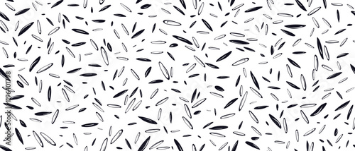 Rice grains Vector repeat pattern Asian food, milk