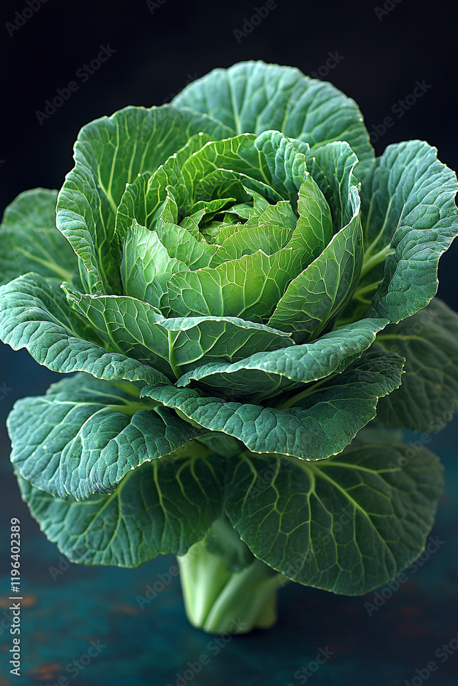 Obraz premium Vibrant Green Cabbage Head Displays Freshness And Texture