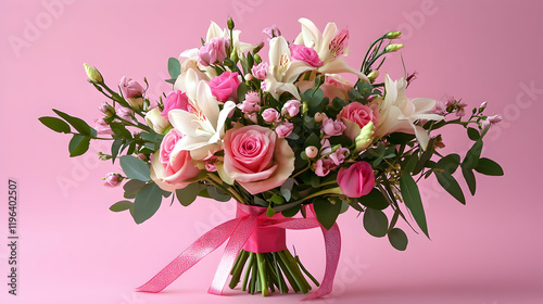 bouquet of pink roses photo