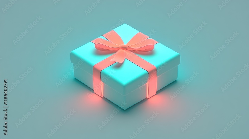 Teal Gift Box with Coral Bow: A Celebration of Giving Teal Gift Box with Coral Bow: A Celebration of Giving