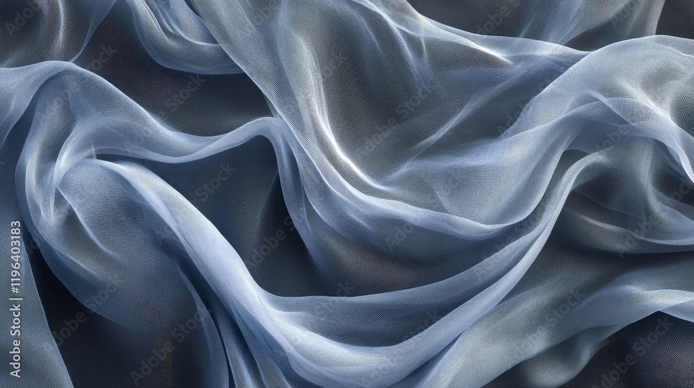 Obraz premium A close-up of soft, flowing blue fabric, showcasing delicate textures and intricate patterns.