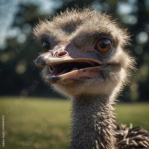 A cartoon ostrich with exaggerated features, looking playful.

 photo