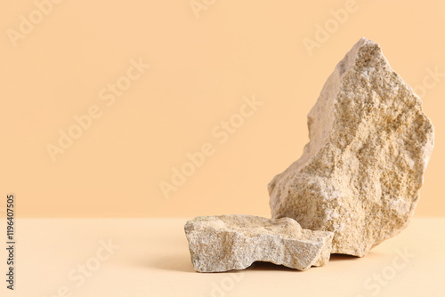 Decorative stone podiums on...