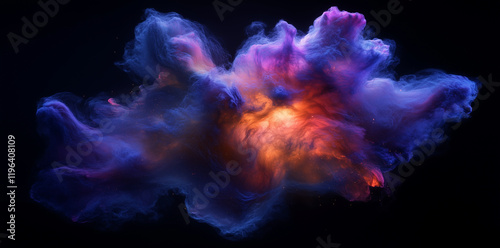 Vibrant Abstract Cloud Formation with Neon Hues of Purple and Orange