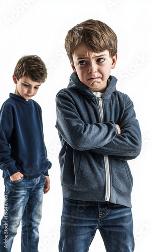 boy poses sullenly