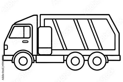 Garbage Truck Outline Vector Design