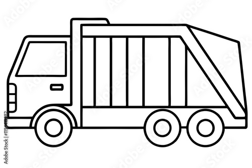 Garbage Truck Outline Vector Design