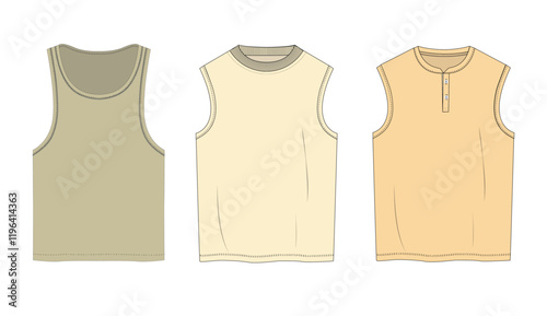 Men tank-top design flat sketch