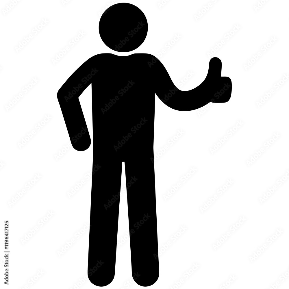 A man is standing with his hands on his hips and giving a thumbs up. He is wearing black pants A man is standing with his hands on his hips and giving a thumbs up. He is wearing black pants