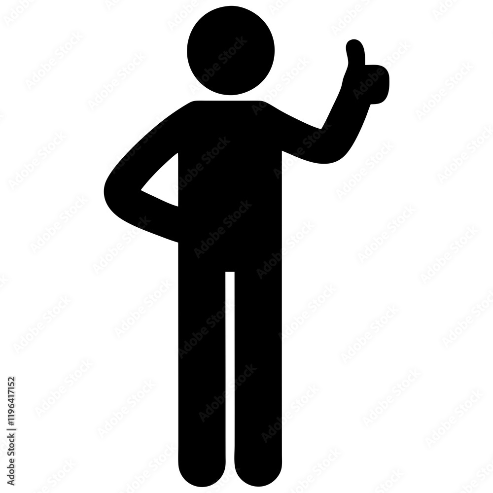 A man is standing with his hands on his hips and giving a thumbs up. He is wearing black pants A man is standing with his hands on his hips and giving a thumbs up. He is wearing black pants