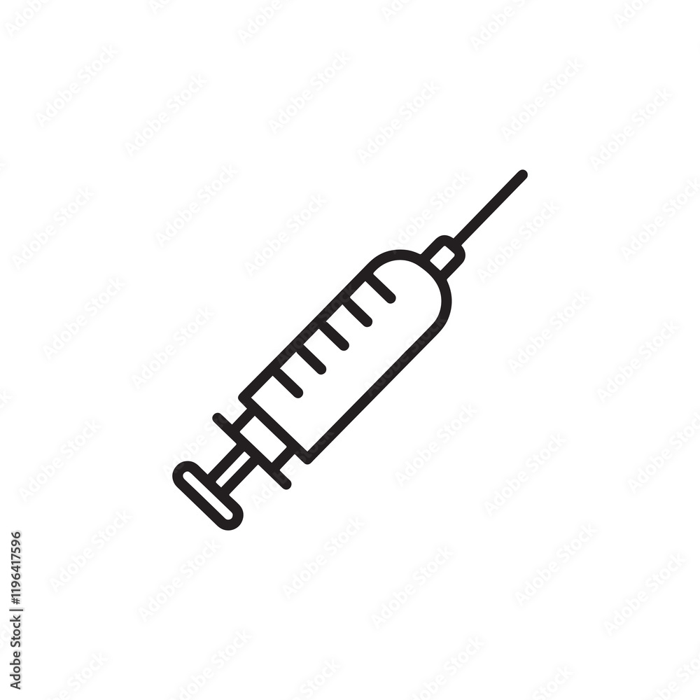 Minimalist Syringe Icon Representing Healthcare, Vaccination, and Medical Treatment