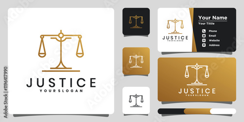 Minimalist justice logo with business card design template