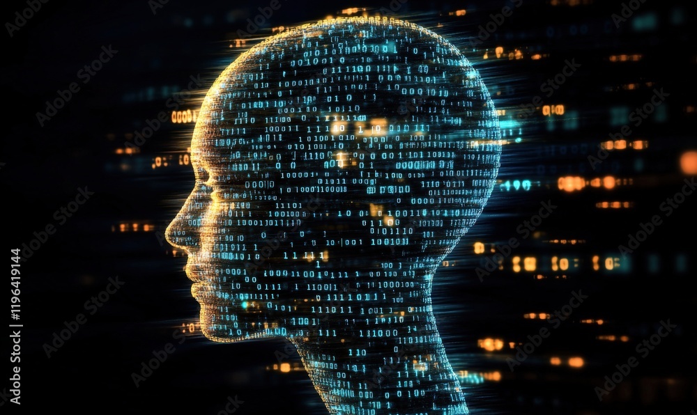 Human head and brain models, artificial intelligence concepts Human head and brain models, artificial intelligence concepts