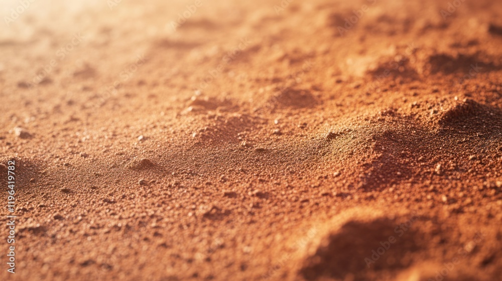 A close-up of Martian soil with fine grains and a soft red glow, isolated on a light background A close-up of Martian soil with fine grains and a soft red glow, isolated on a light background