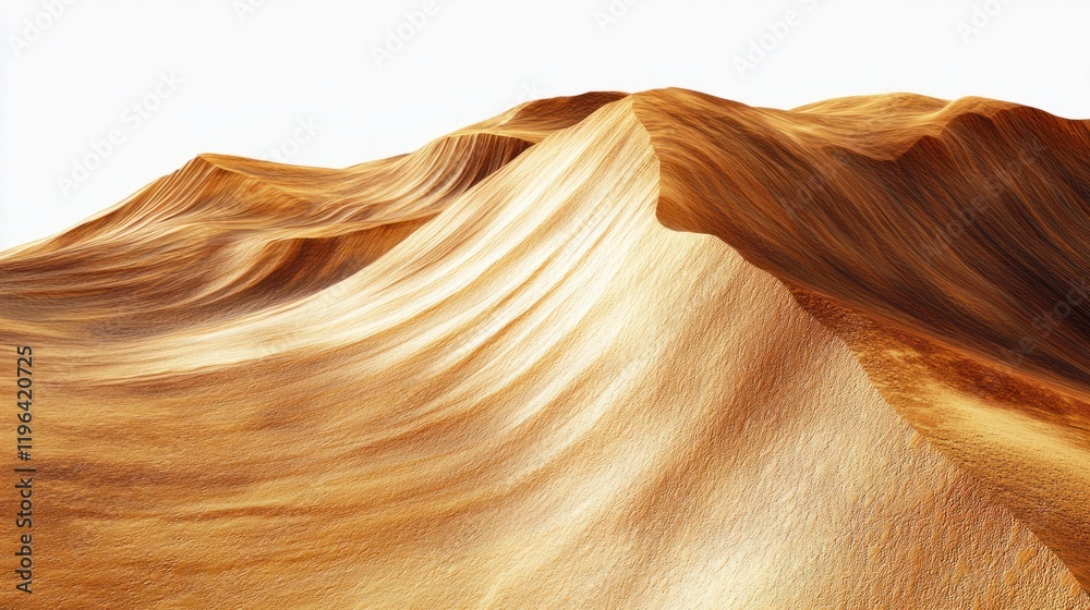 Obraz premium A detailed view of Martian sand dunes with rippled patterns created by wind, isolated on white
