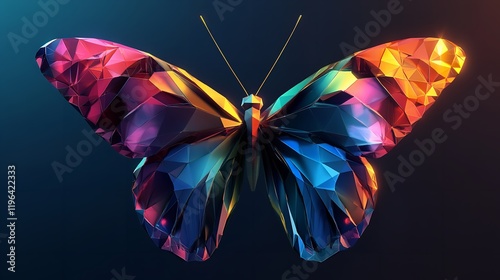 Butterfly Composed of Polygon - Low Poly Vector Illustration. photo