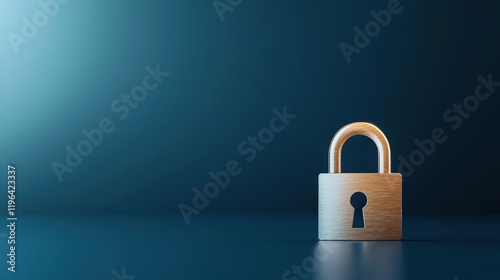 Wallpaper Mural Metal Padlock on Smooth Surface with Blue Background Torontodigital.ca