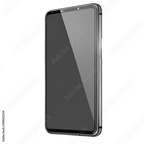 Modern smartphone with a sleek design, on transparent background.