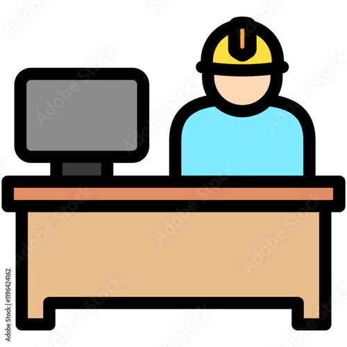 Desk outline color icon. use for modern concept, print, UI, UX kit, web and app development. Vector EPS 10, related to labor day, industry, worker.	
