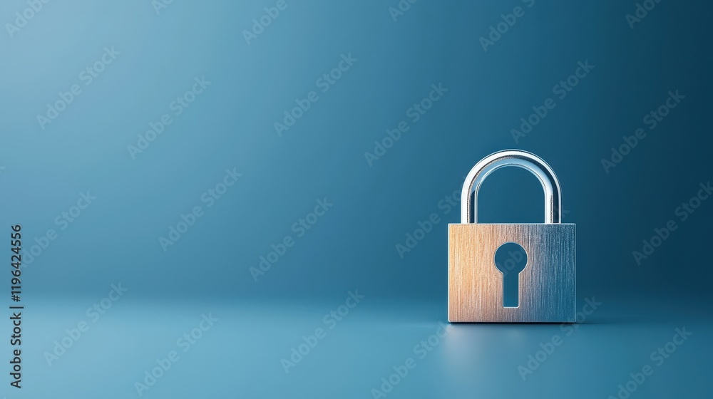 Simple Lock on Blue Background for Security Concepts Simple Lock on Blue Background for Security Concepts