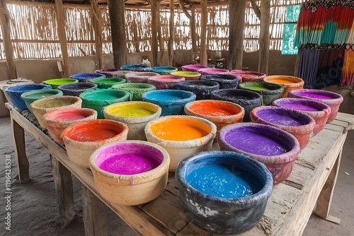 Traditional dyer coloring fabrics
