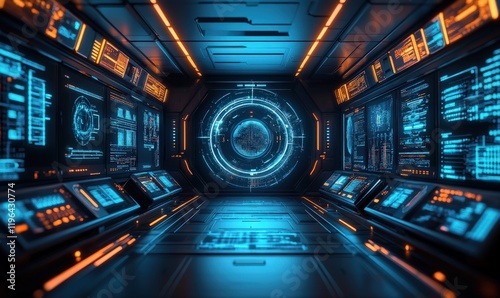 Fototapeta Naklejka Na Ścianę i Meble -  Internal equipment of space station cabin