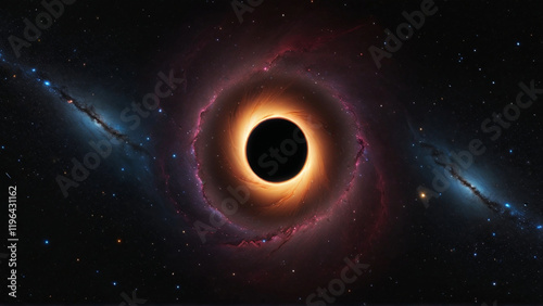 A breathtaking panorama of a black hole set in the vastness of outer space