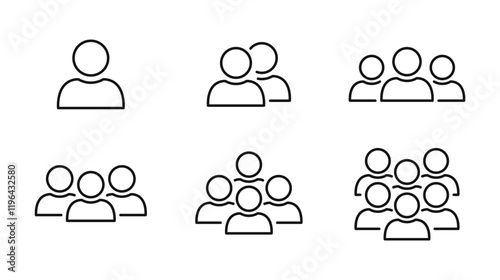 People icon set line style. Perfect for group, team, organization, community, population, audience, member. Editable stroke and png transparent