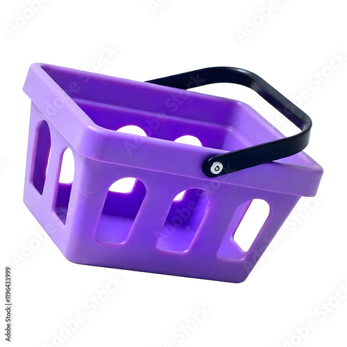 An purple plastic shopping basket with a black handle Transparent PNG
