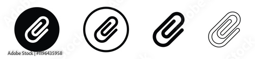 paper clip icon vector set. attachment icon set. paper attachment clip icons. email attachment symbol. attachment and paper clip icon for app, ui and website. vector illustration on transparent bg