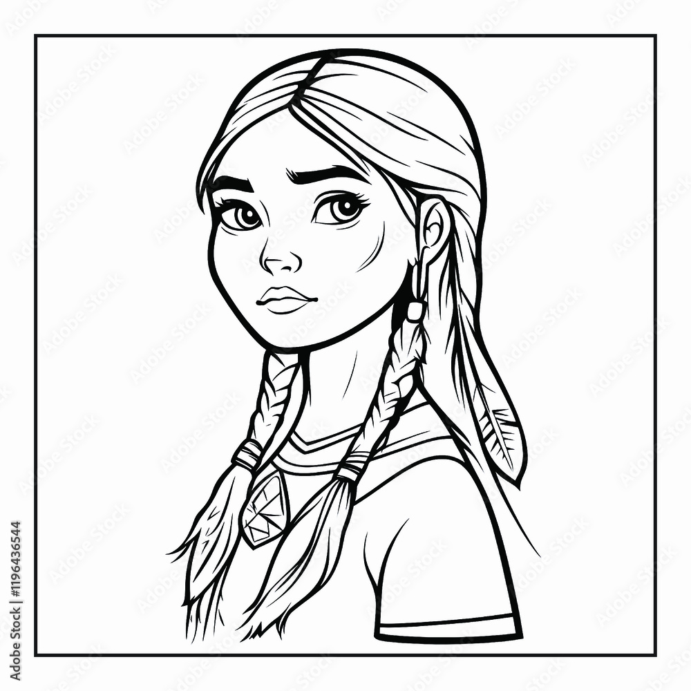 Native American Girl Coloring Page Native American Girl Coloring Page