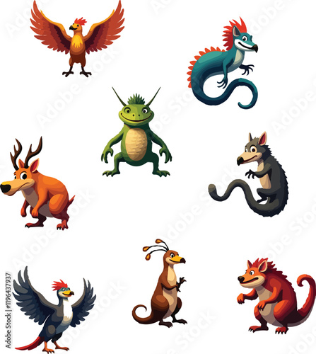 f Geometric abstract animals. Black animals on white background. Trendy mono line vector design