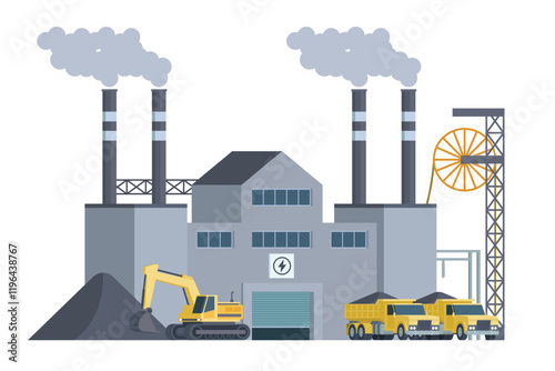 Coal Power Plant Vector Illustration. Fully Editable and Scalable Design