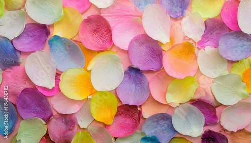 Obraz na płótnie カラフルでいろんな色の花びらが敷き詰められた背景写真 w salonie