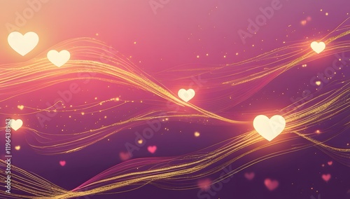 A pink purple background with hearts theme for romantic, love and affection for web banner, ads, post, presentation concept, template, copy/text  space